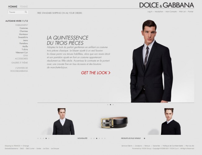 Dolce&Gabbana - homepage du nouveau site e-commerce