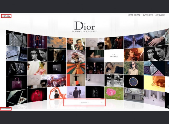 Dior.com - mur de vidéos