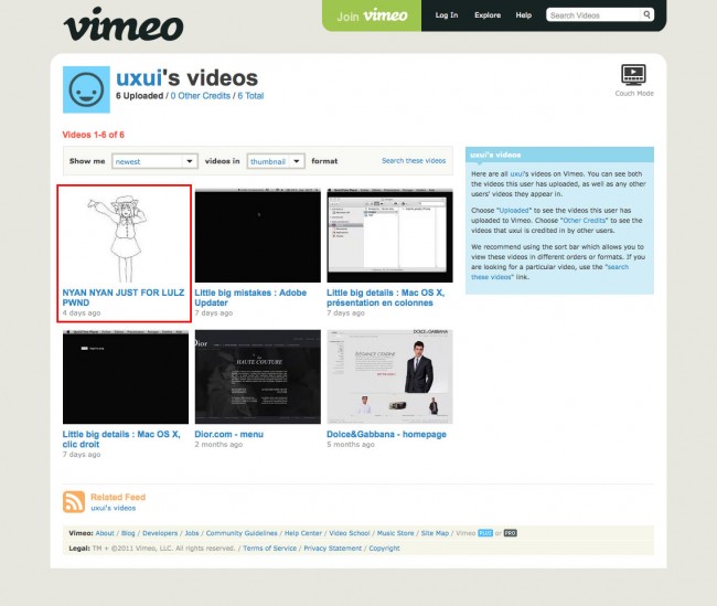 Interlude sécurité - compte Vimeo hacké