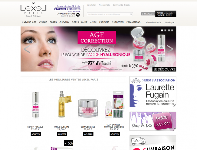 Lexel cosmétiques - page d'accueil