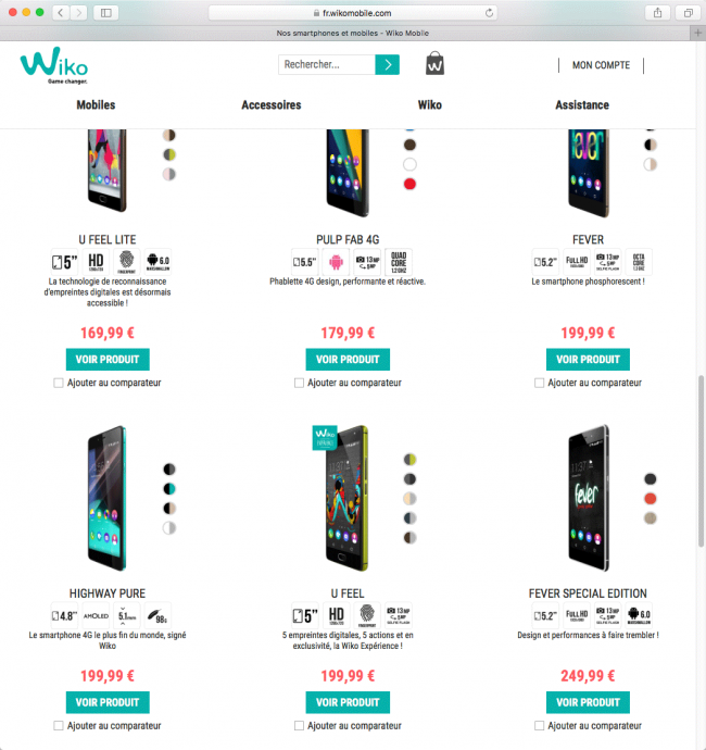 Wiko : la gamme des smartphones 